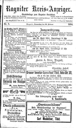 Ragniter Kreis-Anzeiger vom 22.02.1894