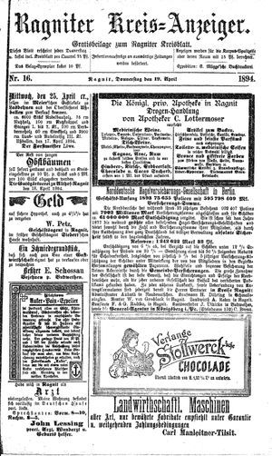 Ragniter Kreis-Anzeiger vom 19.04.1894