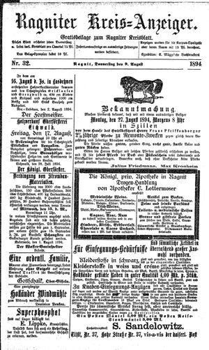 Ragniter Kreis-Anzeiger vom 09.08.1894