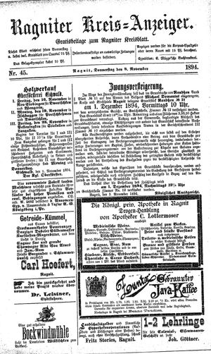 Ragniter Kreis-Anzeiger vom 08.11.1894