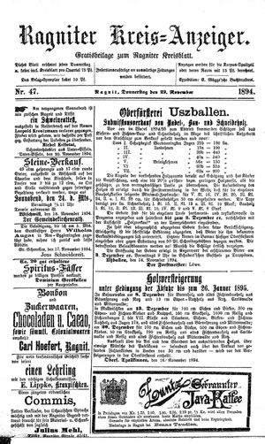 Ragniter Kreis-Anzeiger vom 22.11.1894