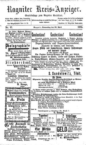 Ragniter Kreis-Anzeiger vom 25.04.1895