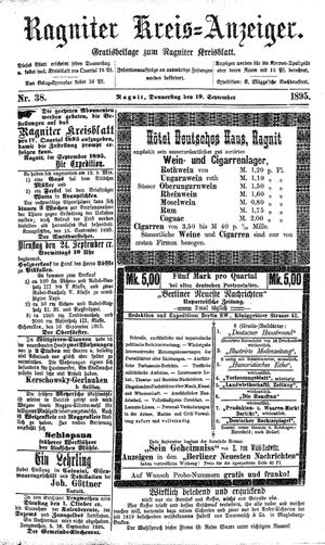 Ragniter Kreis-Anzeiger vom 19.09.1895