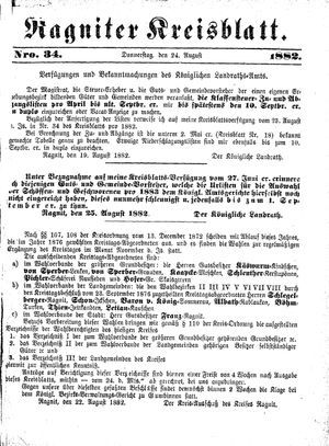 Ragniter Kreisblatt vom 24.08.1882