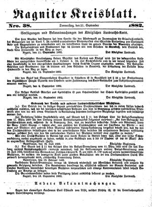Ragniter Kreisblatt on Sep 21, 1882