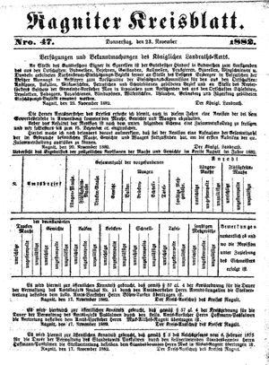 Ragniter Kreisblatt vom 23.11.1882