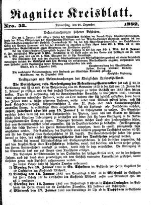 Ragniter Kreisblatt vom 28.12.1882