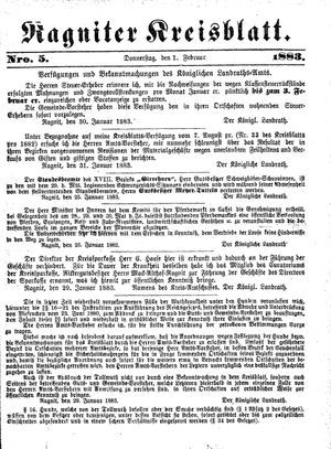 Ragniter Kreisblatt vom 01.02.1883