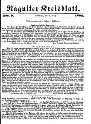 Ragniter Kreisblatt vom 01.03.1883
