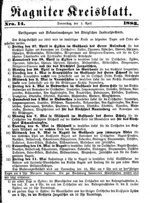 Ragniter Kreisblatt on Apr 5, 1883