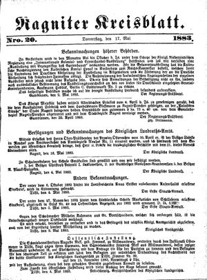 Ragniter Kreisblatt vom 17.05.1883