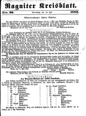 Ragniter Kreisblatt on Jul 19, 1883