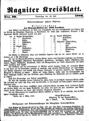 Ragniter Kreisblatt vom 26.07.1883