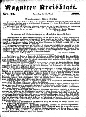 Ragniter Kreisblatt on Aug 16, 1883