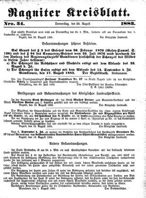 Ragniter Kreisblatt vom 23.08.1883