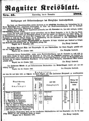 Ragniter Kreisblatt vom 08.11.1883