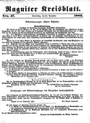 Ragniter Kreisblatt vom 22.11.1883