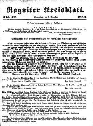 Ragniter Kreisblatt vom 06.12.1883