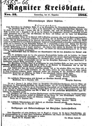 Ragniter Kreisblatt vom 27.12.1883