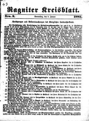 Ragniter Kreisblatt vom 08.01.1885