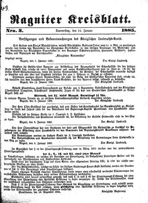 Ragniter Kreisblatt vom 15.01.1885