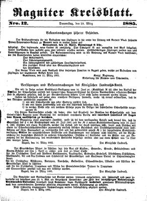 Ragniter Kreisblatt vom 19.03.1885