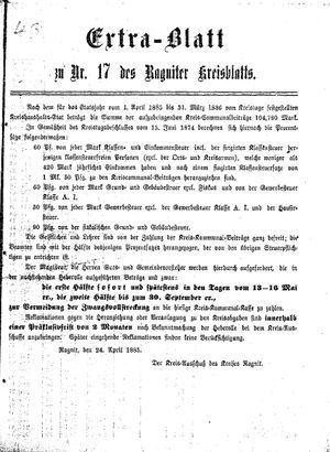 Ragniter Kreisblatt vom 23.04.1885