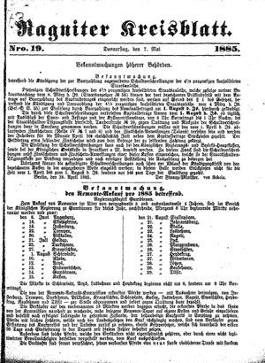 Ragniter Kreisblatt vom 07.05.1885