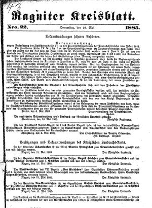 Ragniter Kreisblatt on May 28, 1885