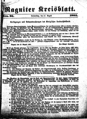 Ragniter Kreisblatt vom 27.08.1885