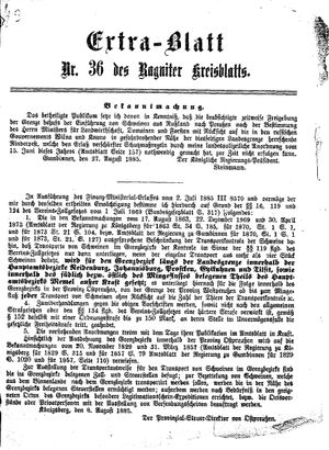 Ragniter Kreisblatt on Sep 3, 1885