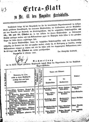 Ragniter Kreisblatt vom 08.10.1885