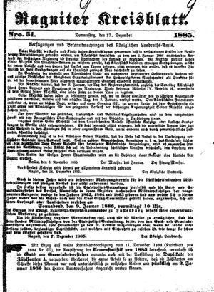 Ragniter Kreisblatt vom 17.12.1885