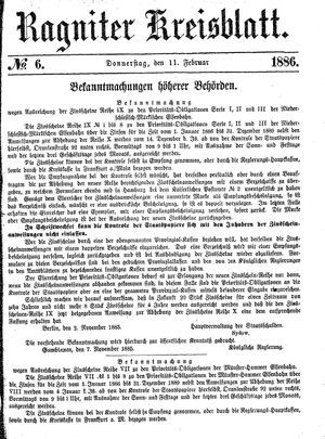 Ragniter Kreisblatt vom 11.02.1886