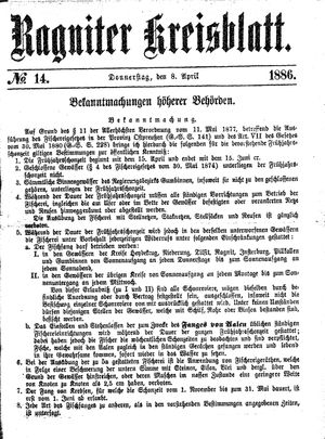 Ragniter Kreisblatt vom 08.04.1886