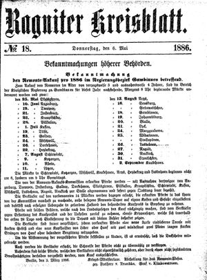 Ragniter Kreisblatt vom 06.05.1886