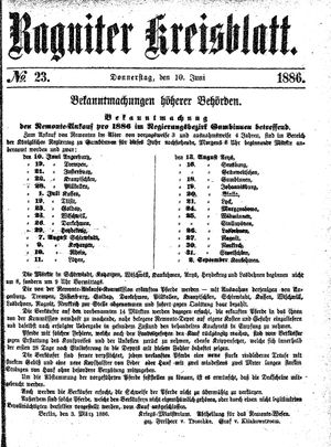 Ragniter Kreisblatt on Jun 10, 1886