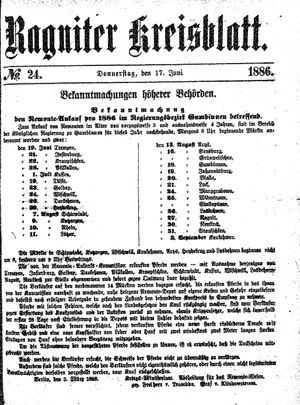 Ragniter Kreisblatt vom 17.06.1886
