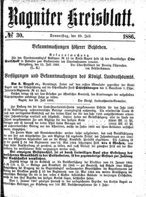 Ragniter Kreisblatt on Jul 29, 1886