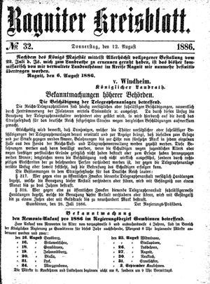 Ragniter Kreisblatt on Aug 12, 1886