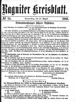 Ragniter Kreisblatt vom 26.08.1886
