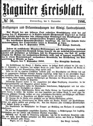 Ragniter Kreisblatt vom 09.09.1886