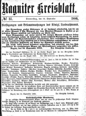 Ragniter Kreisblatt on Sep 16, 1886