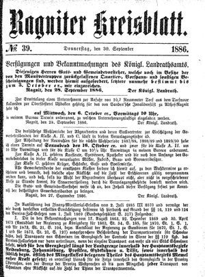 Ragniter Kreisblatt vom 30.09.1886