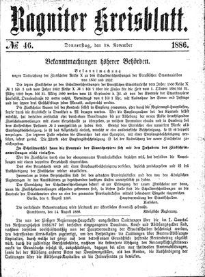 Ragniter Kreisblatt vom 18.11.1886
