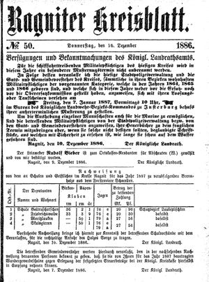 Ragniter Kreisblatt vom 16.12.1886