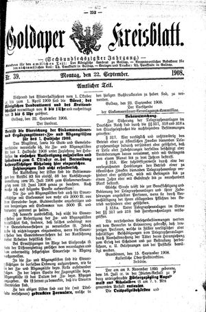 Goldaper Kreisblatt vom 22.09.1908