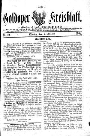 Goldaper Kreisblatt vom 05.10.1908