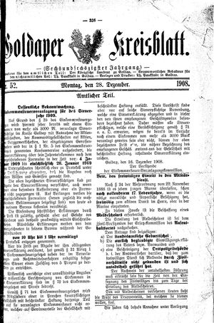 Goldaper Kreisblatt vom 28.12.1908