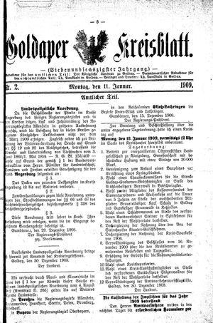 Goldaper Kreisblatt vom 11.01.1909